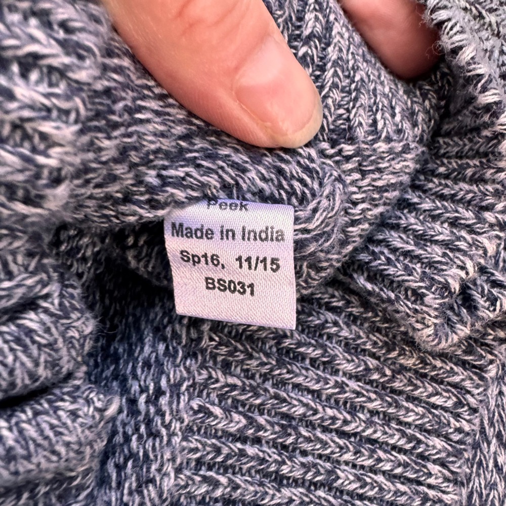 NWT Peek Kids Zip Up Blue/Gray Heathered Cotton Sweater Size M 6/7 - Picture 5 of 8